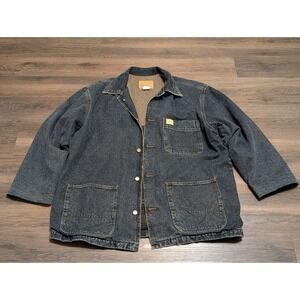 Gap Denim Mens Chore Coat Barn Jacket Plaid Wool Lined Vintage Faded